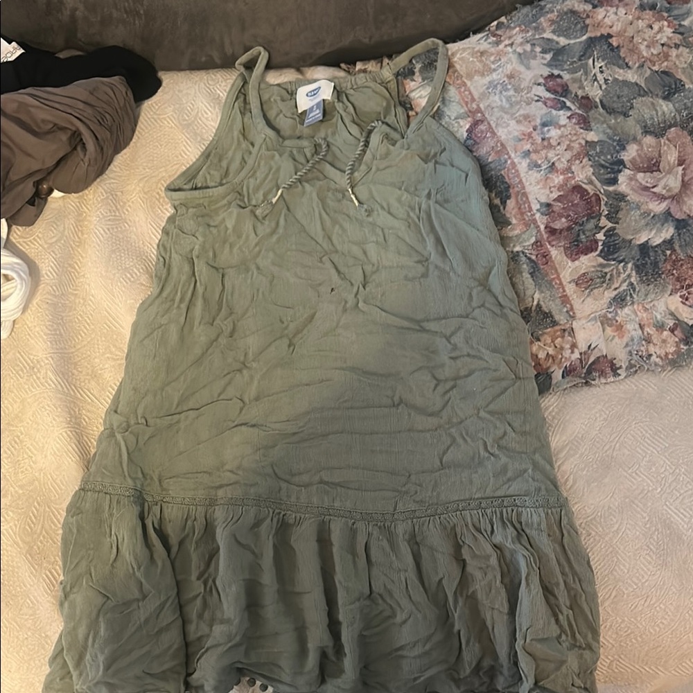 Old Navy Olive Green Ruffle Hem Dress